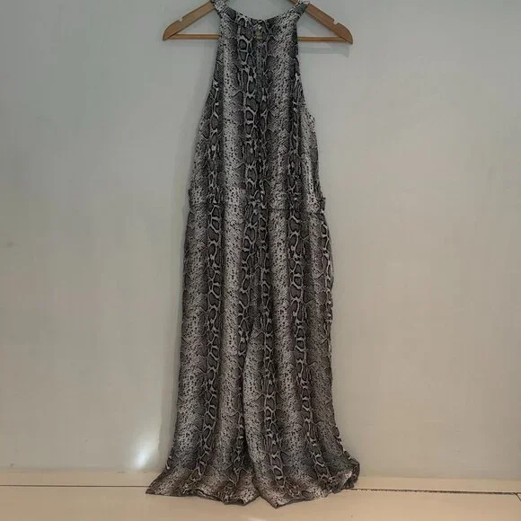 Love & Legend Women Snake Print Utility One Piece Sleeveless Jumpsuit Size 14 - Picture 2 of 3